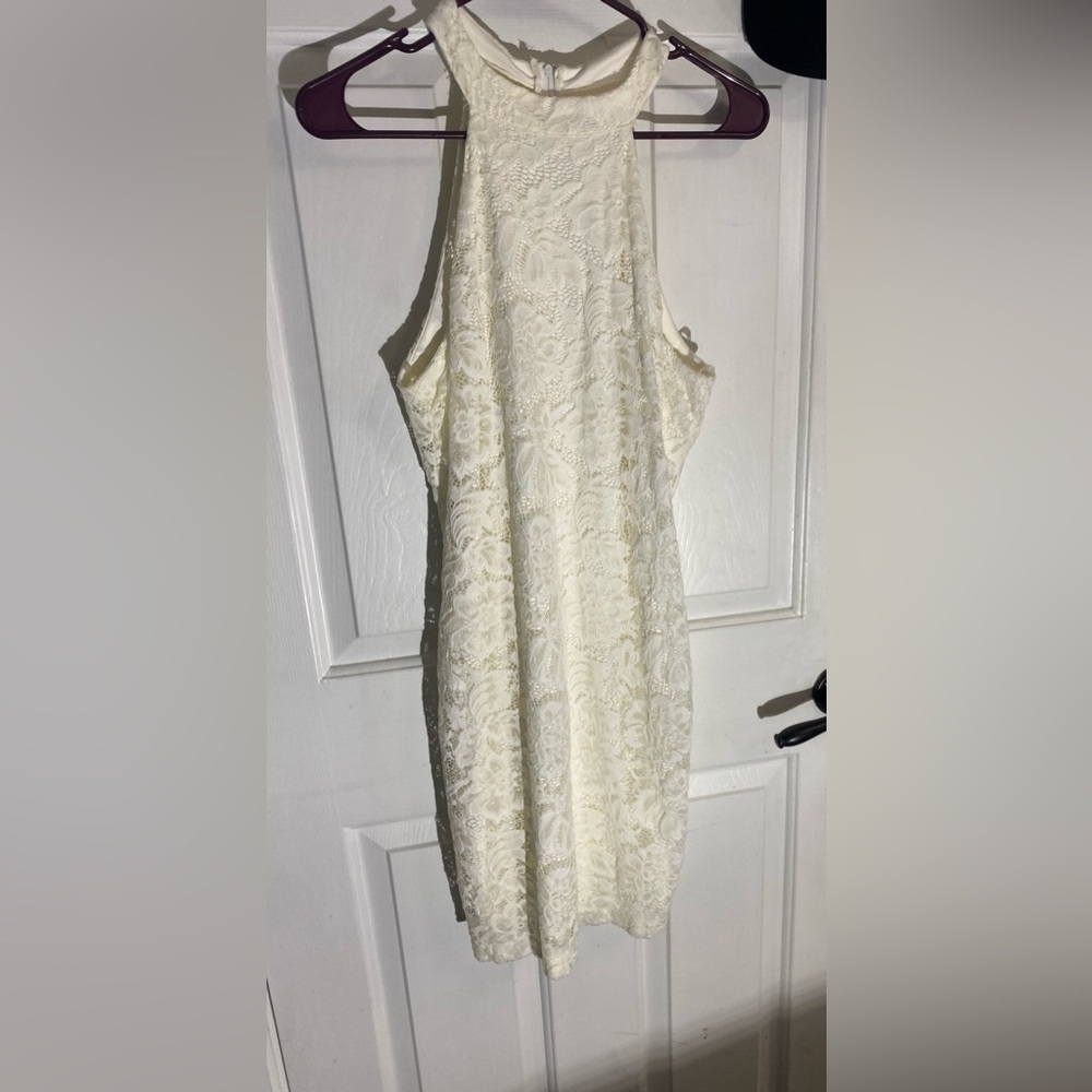 Emerald Sundae Cream Lace Midi Dress